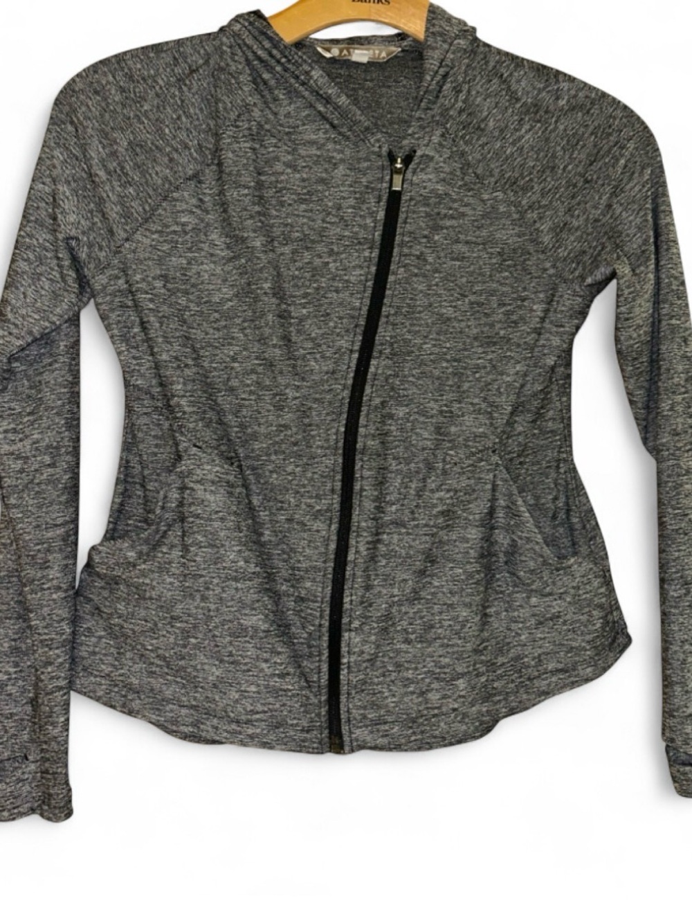 Athleta Heather Gray Asymmetrical Zip Hoodie